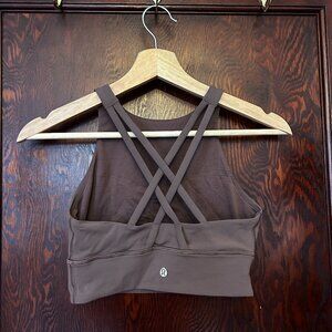 lululemon high neck sports bra - brown - size 4